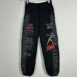 Broken Promises Y2K Love Hurts Skull Black Joggers Sweatpants Unisex Size Small